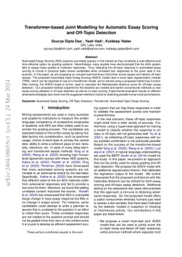 Transformer-based Joint Modelling for Automatic Essay Scoring and
  Off-Topic Detection