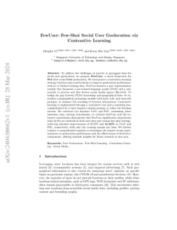 FewUser: Few-Shot Social User Geolocation via Contrastive Learning