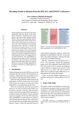 Revealing Trends in Datasets from the 2022 ACL and EMNLP Conferences