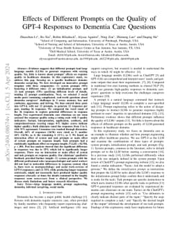 Effects of Different Prompts on the Quality of GPT-4 Responses to
  Dementia Care Questions