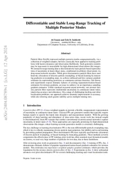 Differentiable and Stable Long-Range Tracking of Multiple Posterior
  Modes