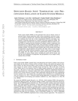 Diffusion-Based Joint Temperature and Precipitation Emulation of Earth
  System Models