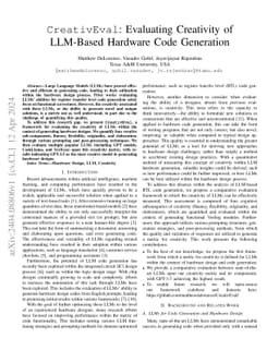 CreativEval: Evaluating Creativity of LLM-Based Hardware Code Generation