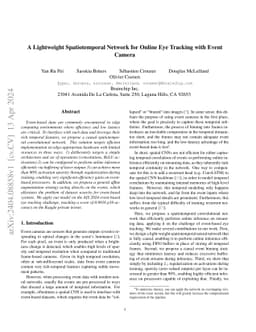 A Lightweight Spatiotemporal Network for Online Eye Tracking with Event
  Camera