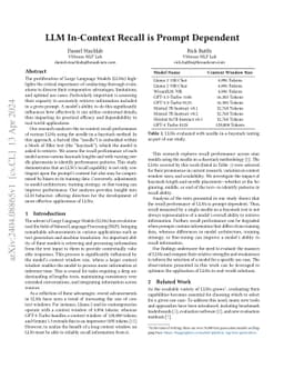 LLM In-Context Recall is Prompt Dependent