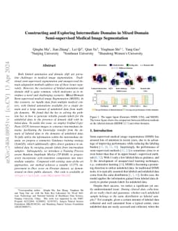 Constructing and Exploring Intermediate Domains in Mixed Domain
  Semi-supervised Medical Image Segmentation