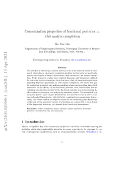 Concentration properties of fractional posterior in 1-bit matrix
  completion