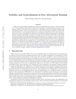 Stability and Generalization in Free Adversarial Training