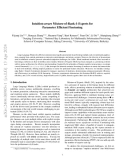 Intuition-aware Mixture-of-Rank-1-Experts for Parameter Efficient
  Finetuning