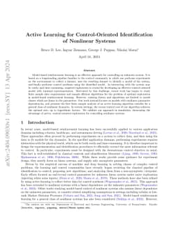 Active Learning for Control-Oriented Identification of Nonlinear Systems