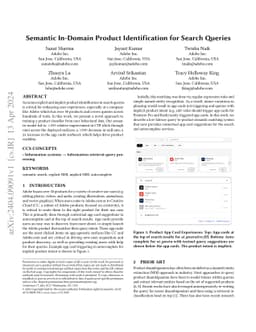 Semantic In-Domain Product Identification for Search Queries