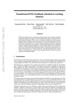 TransformerFAM: Feedback attention is working memory