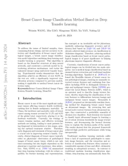 Breast Cancer Image Classification Method Based on Deep Transfer
  Learning