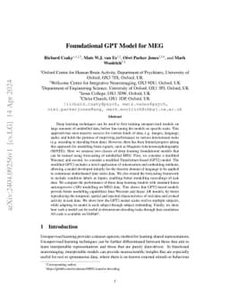 Foundational GPT Model for MEG