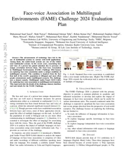 Face-voice Association in Multilingual Environments (FAME) Challenge
  2024 Evaluation Plan