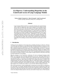 LLeMpower: Understanding Disparities in the Control and Access of Large
  Language Models