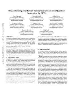 Understanding the Role of Temperature in Diverse Question Generation by
  GPT-4