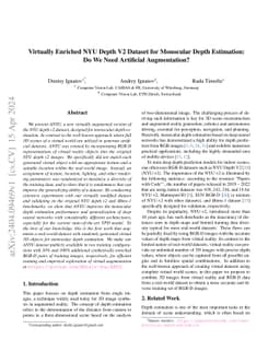 Virtually Enriched NYU Depth V2 Dataset for Monocular Depth Estimation:
  Do We Need Artificial Augmentation?
