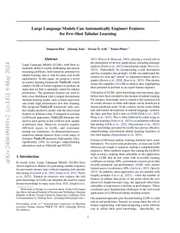 Large Language Models Can Automatically Engineer Features for Few-Shot
  Tabular Learning
