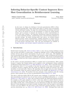 Inferring Behavior-Specific Context Improves Zero-Shot Generalization in
  Reinforcement Learning