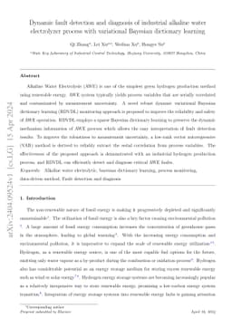 Dynamic fault detection and diagnosis of industrial alkaline water
  electrolyzer process with variational Bayesian dictionary learning