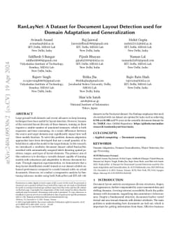 RanLayNet: A Dataset for Document Layout Detection used for Domain
  Adaptation and Generalization