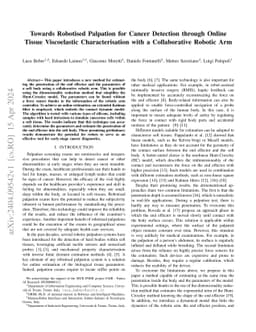 Towards Robotised Palpation for Cancer Detection through Online Tissue
  Viscoelastic Characterisation with a Collaborative Robotic Arm