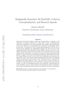 Explainable Generative AI (GenXAI): A Survey, Conceptualization, and
  Research Agenda