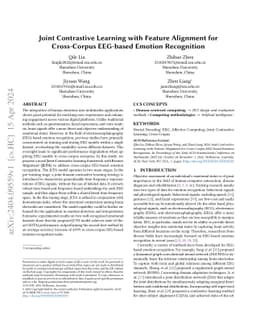 Joint Contrastive Learning with Feature Alignment for Cross-Corpus
  EEG-based Emotion Recognition