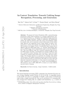 In-Context Translation: Towards Unifying Image Recognition, Processing,
  and Generation