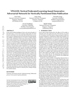 VFLGAN: Vertical Federated Learning-based Generative Adversarial Network
  for Vertically Partitioned Data Publication