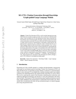 KG-CTG: Citation Generation through Knowledge Graph-guided Large
  Language Models