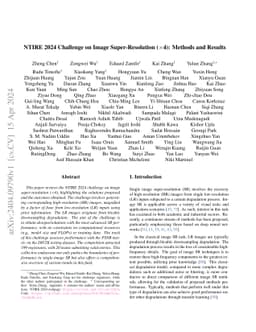 NTIRE 2024 Challenge on Image Super-Resolution ($\times$4): Methods and
  Results