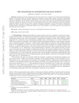 The Challenges of Optimization For Data Science