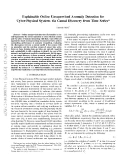 Explainable Online Unsupervised Anomaly Detection for Cyber-Physical
  Systems via Causal Discovery from Time Series