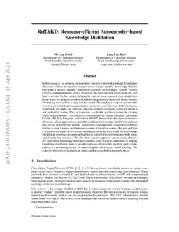 ReffAKD: Resource-efficient Autoencoder-based Knowledge Distillation