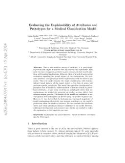 Evaluating the Explainability of Attributes and Prototypes for a Medical
  Classification Model
