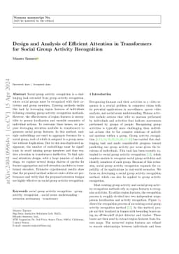 Design and Analysis of Efficient Attention in Transformers for Social
  Group Activity Recognition