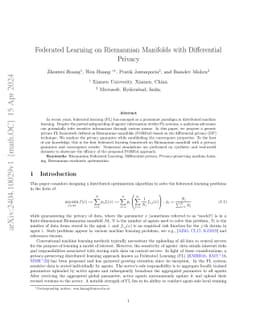Federated Learning on Riemannian Manifolds with Differential Privacy
