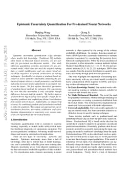 Epistemic Uncertainty Quantification For Pre-trained Neural Network