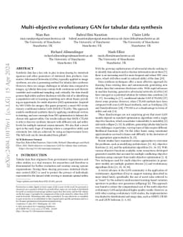 Multi-objective evolutionary GAN for tabular data synthesis