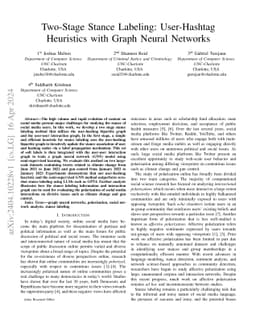 Two-Stage Stance Labeling: User-Hashtag Heuristics with Graph Neural
  Networks