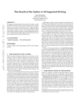 The Dearth of the Author in AI-Supported Writing
