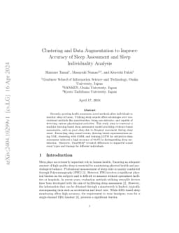 Clustering and Data Augmentation to Improve Accuracy of Sleep Assessment
  and Sleep Individuality Analysis