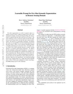 Learnable Prompt for Few-Shot Semantic Segmentation in Remote Sensing
  Domain