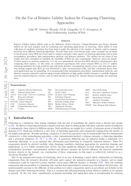 On the Use of Relative Validity Indices for Comparing Clustering
  Approaches