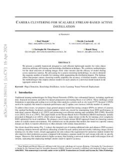Camera clustering for scalable stream-based active distillation