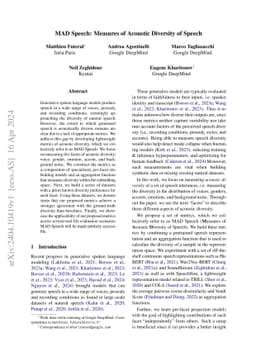 MAD Speech: Measures of Acoustic Diversity of Speech