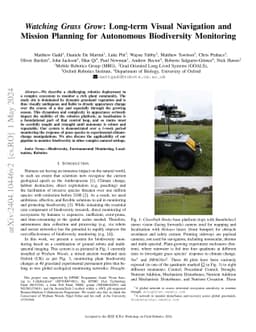 Watching Grass Grow: Long-term Visual Navigation and Mission Planning
  for Autonomous Biodiversity Monitoring