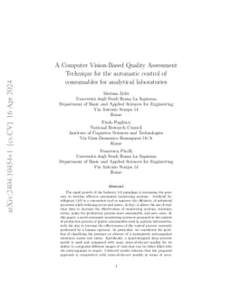 A Computer Vision-Based Quality Assessment Technique for the automatic
  control of consumables for analytical laboratories